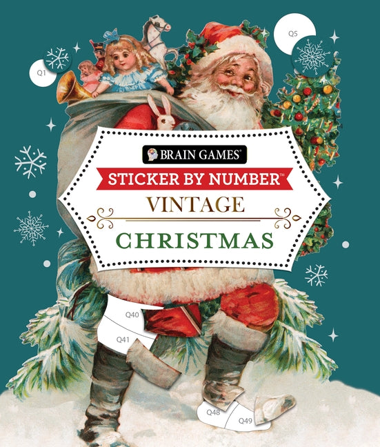 Book cover for Brain Games - Sticker by Number - Vintage: Christmas (28 Images to Sticker)