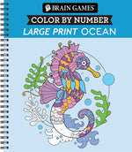 Book cover for Brain Games - Color by Number - Large Print: Ocean