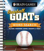 Book cover for Brain Games - Baseball Goats (Greatest of All Time) Word Search: Players, Managers, Games, Mascots, & More!