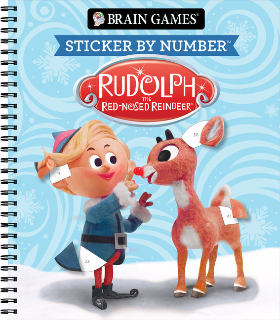Book cover for Brain Games - Sticker by Number: Rudolph the Red-Nosed Reindeer