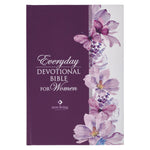 Book cover for NLT Holy Bible Everyday Devotional Bible for Women New Living Translation, Purple Floral Printed