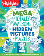 Book cover for Mega Totally Awesome Hidden Pictures Puzzles: Big Puzzle Book with Over 300 Hidden Objects Scenes and Puzzle Games for Kids with Dinosaurs, Robots and