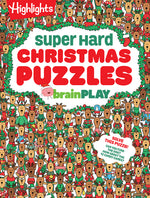 Book cover for Brainplay Super Hard Christmas Puzzles: 200+ Challenging Christmas Puzzles, Mazes, Logic Games and Wordplay. Holiday-Themed Activity Book Gift for Kid