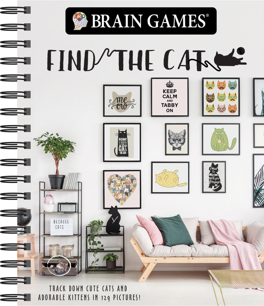 Book cover for Brain Games - Find the Cat: Track Down Cute Cats and Adorable Kittens in 129 Pictures