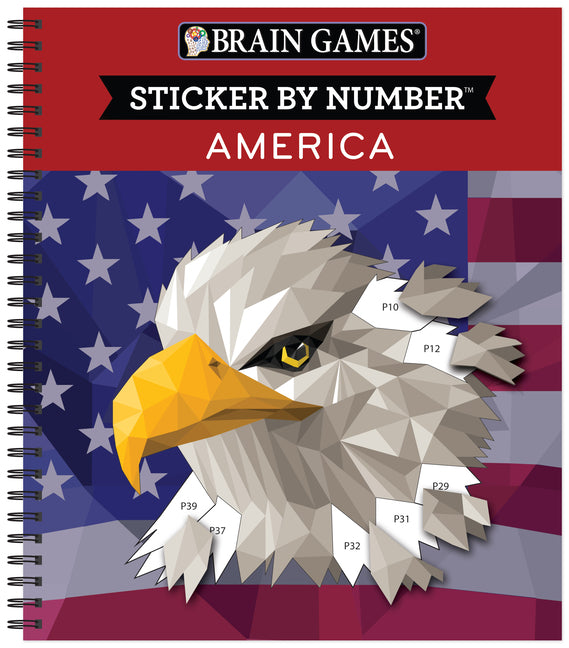Book cover for Brain Games - Sticker by Number: America (28 Images to Sticker)