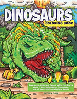 Book cover for Dinosaurs Coloring Book: Awesome Coloring Pages with Fun Facts about T. Rex, Stegosaurus, Triceratops, and All Your Favorite Prehistoric Beasts