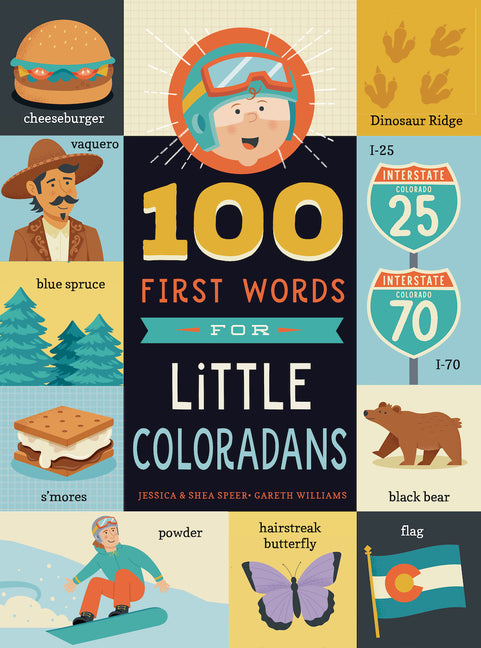 Book cover for 100 First Words for Little Coloradans