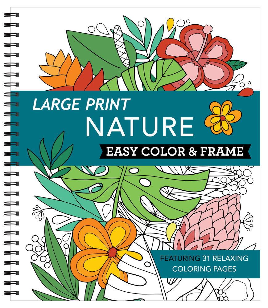 Book cover for Large Print Easy Color & Frame - Nature (Stress Free Coloring Book)