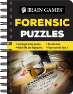 Book cover for Brain Games - To Go - Forensic Puzzles: Investigate Crime Puzzles - Match DNA and Fingerprints - Decode Clues - Figure Out Who Done It