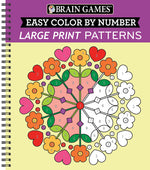 Book cover for Brain Games - Easy Color by Number: Large Print Patterns (Stress Free Coloring Book)