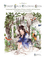 Book cover for Forest Girl's Coloring Book: Enchanting Coloring Pages of Nature, Animals, and Cozy Scenes for Relaxation and Stress Relief