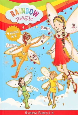 Book cover for Rainbow Magic Rainbow Fairies: Books #1-4: Ruby the Red Fairy, Amber the Orange Fairy, Sunny the Yellow Fairy, Fern the Green Fairy