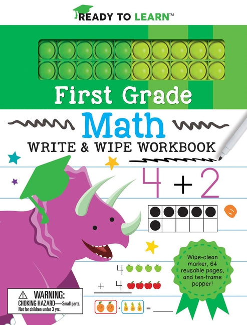 Book cover for Ready to Learn: First Grade Math Write & Wipe Workbook with Popper