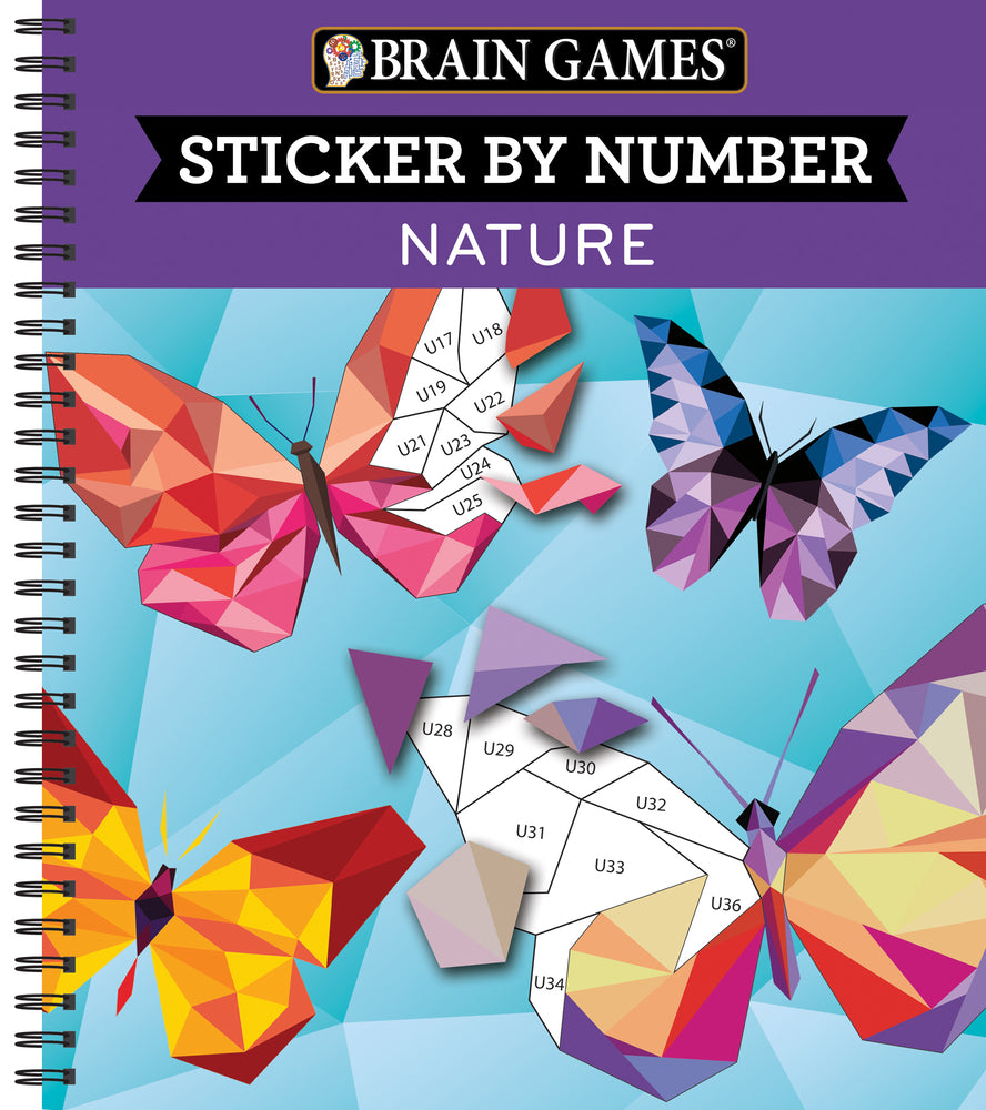Book cover for Brain Games - Sticker by Number: Nature (28 Images to Sticker)