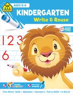 Book cover for School Zone Kindergarten Write & Reuse Workbook