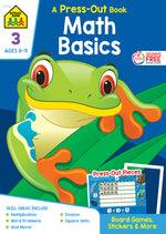 Book cover for School Zone Math Basics Grade 3 Press-Out Workbook
