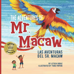 Book cover for The Adventures of Mr. Macaw, Las Aventuras del Sr. Macaw