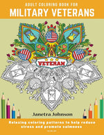 Book cover for Adult Coloring Book for Military Veterans: Relaxing coloring patterns to help reduce stress and promote calmness