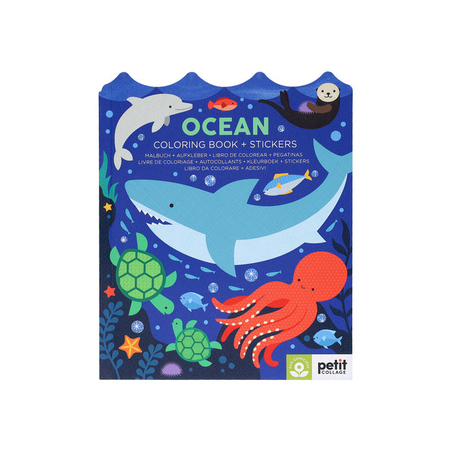 Book cover for Ocean Coloring Book + Stickers