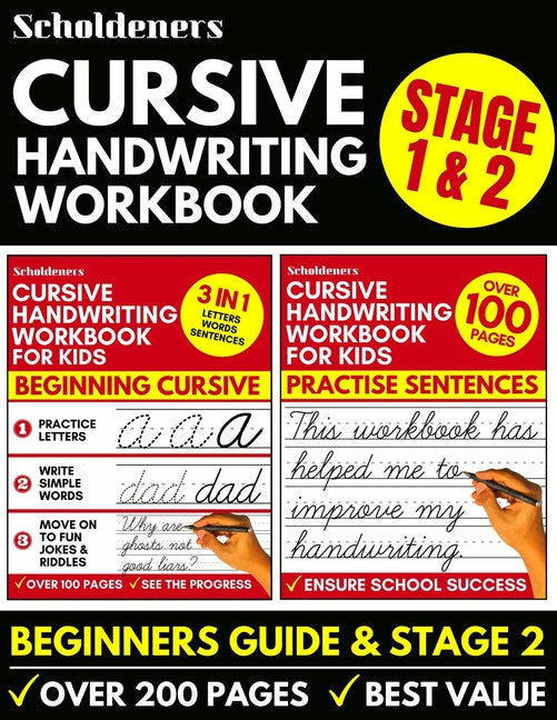 Book cover for Cursive Handwriting Workbook: 2-in-1 Book Set For Kids (Cursive for Beginners / Cursive Writing Practice Book)