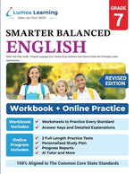Book cover for SBAC Test Prep: Grade 7 English Language Arts Literacy (ELA) Common Core Practice Book and Full-length Online Assessments: Smarter Balanced Study Guid