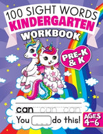 Book cover for 100 Sight Words Kindergarten Workbook Ages 4-6: A Whimsical Learn to Read & Write Adventure Activity Book for Kids with Unicorns, Mermaids, & More: In