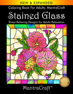 Book cover for Coloring Book For Adults: MantraCraft: Stained Glass: Stress Relieving Designs for Adults Relaxation
