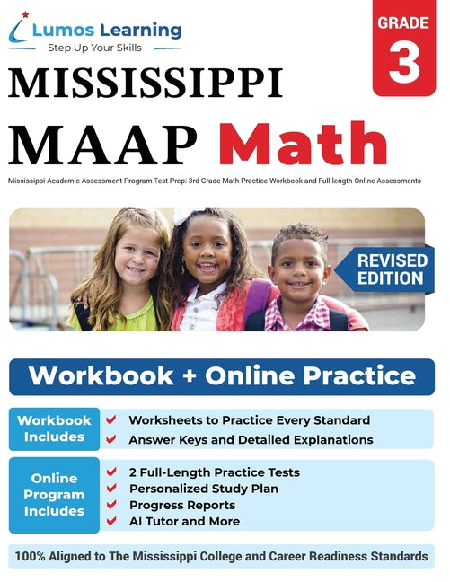 Book cover for Mississippi Academic Assessment Program Test Prep: 3rd Grade Math Practice Workbook and Full-length Online Assessments: MAAP Study Guide
