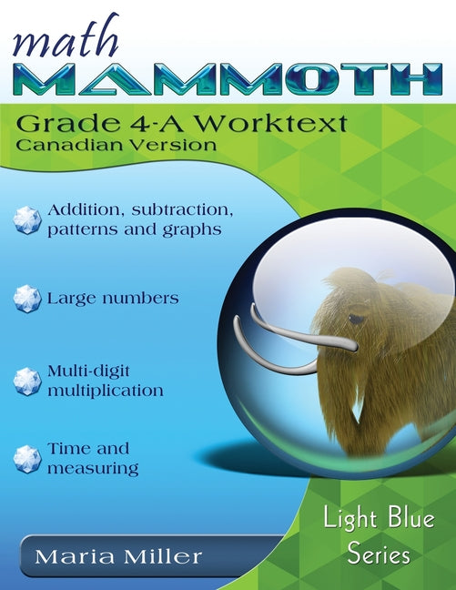 Book cover for Math Mammoth Grade 4-A Worktext, Canadian Version