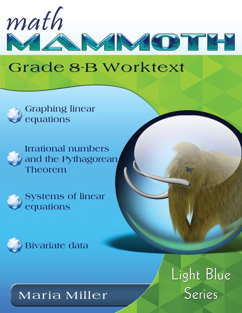 Book cover for Math Mammoth Grade 8-B Worktext