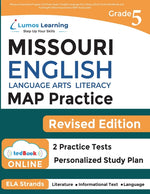 Book cover for Missouri Assessment Program Test Prep: Grade 5 English Language Arts Literacy (ELA) Practice Workbook and Full-length Online Assessments: MAP Study Gu