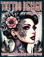 Book cover for Tattoo Design Book: 2,000 Unique Tattoos - A Journey Through American and Crazy Art, From Flash Designs to Real Tattoos for Artists and Beginners