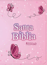 Book cover for Biblia Rvr 1960 Compacta Símil Piel Juvenil Mariposa Rosada (Bible Rvr 1960 Compact Size Leatherlike Youth Pink Butterfly (Spanish Edition)