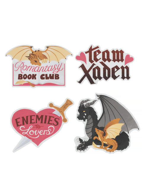 Book cover for Rebecca Yarros's Fourth Wing: Romantasy Stickers - Sticker Set of 4