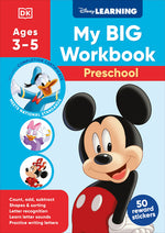 Book cover for Disney Learning Big Workbook Preschool: Math & English Workbook for Kids Aged 3-5, Curriculum-Based