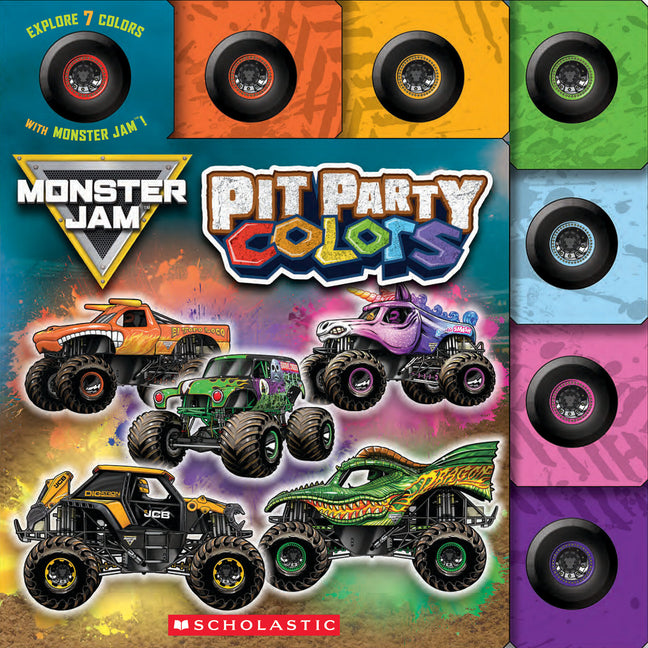 Book cover for Pit Party Colors (Monster Jam Interactive Board Book with Tabs) (Stocking Stuffer)