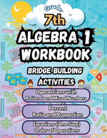 Book cover for Summer Math Algebra 1 Workbook Grade 7 Bridge Building Activities: 7th Grade Summer Algebra 1 Essential Skills Practice Worksheets
