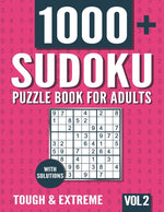 Book cover for Sudoku Puzzle Book for Adults: 1000+ Tough and Extreme Sudoku Puzzles with Solutions - Vol. 2