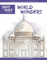 Book cover for World Wonders - Dot to Dot Puzzle (Extreme Dot Puzzles with over 15000 dots): Extreme Dot to Dot Books for Adults - Challenges to complete and color