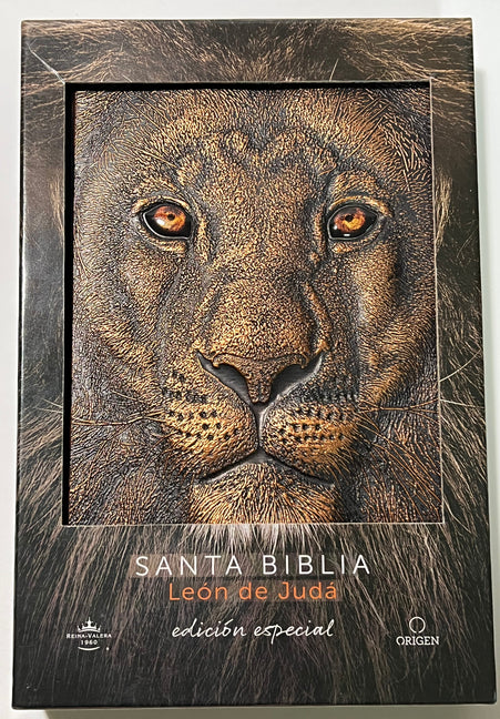 Book cover for Biblia Rvr 1960 Letra Grande León de Judá Edición Especial Bronce / Spanish Bible Rvr 1960 Large Print Imitation Leather Lion of Judah Special Edition