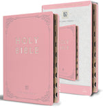 Book cover for KJV Holy Bible, Giant Print Thinline Large Format, Pink Premium Imitation Leather with Ribbon Marker, Red Letter, and Thumb Index