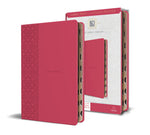 Book cover for KJV Holy Bible, Large Print Medium Format, Fuchsia Faux Leather W/Ribbon Marker, Red Letter, Thumb Index