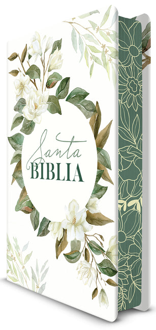 Book cover for Biblia Rvr 1960 Letra Grande Tamaño Manual, Tapa Dura Con Flores Blancas Y Cantos Pintados / Spanish Bible Rvr 1960 Handy Size White Flowers Sprayed E