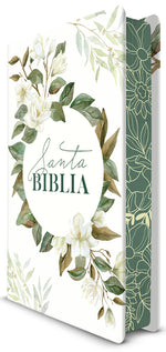 Book cover for Biblia Rvr 1960 Letra Grande Tamaño Manual, Tapa Dura Con Flores Blancas Y Cantos Pintados / Spanish Bible Rvr 1960 Handy Size White Flowers Sprayed E