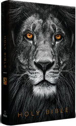 Book cover for KJV Holy Bible, Large Print, Handy Size Format, Hardcover, Lion of Judah, Ribbon Marker, and Red Letter