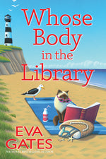 Book cover for Whose Body in the Library: A Lighthouse Library Mystery