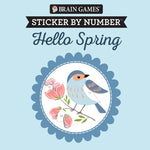Book cover for Brain Games - Sticker by Number Compact Edition: Hello Spring 7x7 Inches Easter Basket Filler, Travel Size Activity Book for Adults & Kids 7+