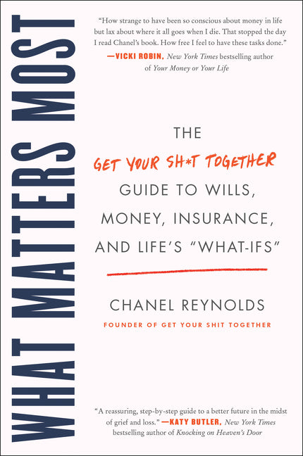 Book cover for What Matters Most: The Get Your Shit Together Guide to Wills, Money, Insurance, and Life's What-Ifs
