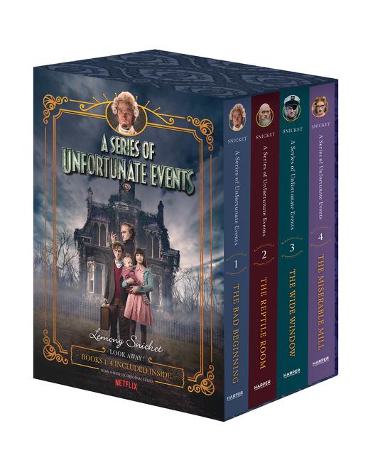 Book cover for A Series of Unfortunate Events #1-4 Netflix Tie-In Box Set