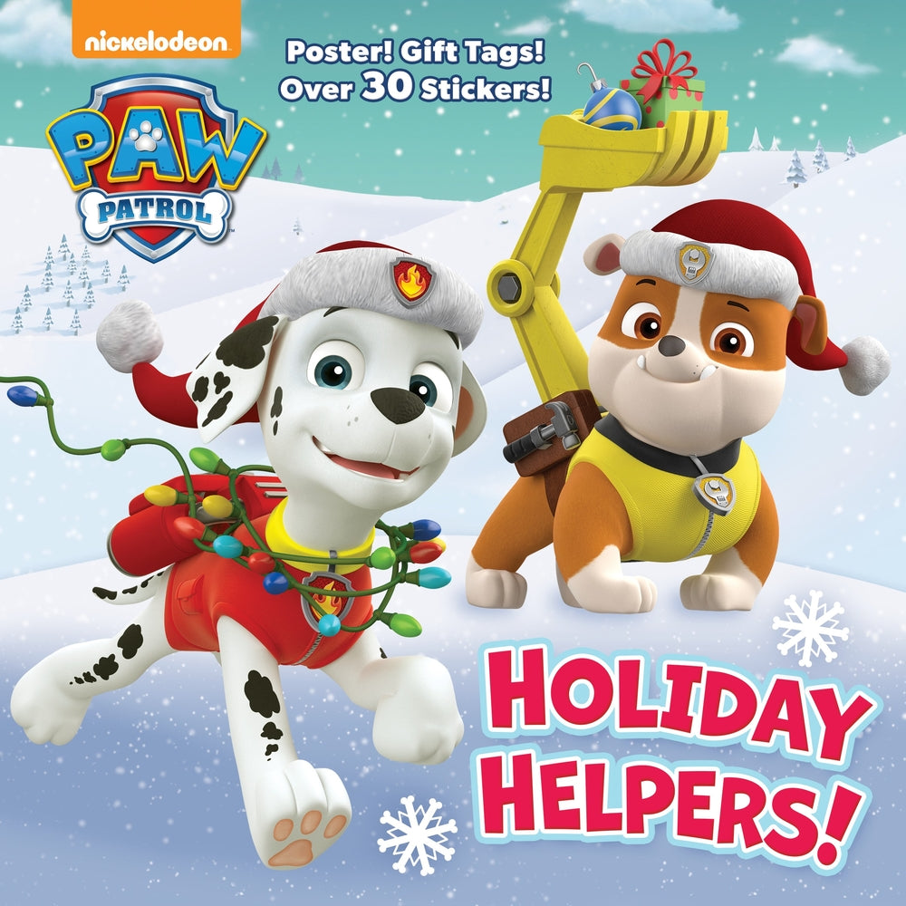 Book cover for Holiday Helpers! (Paw Patrol): A Holiday Book for Kids and Toddlers with Over 30 Stickers